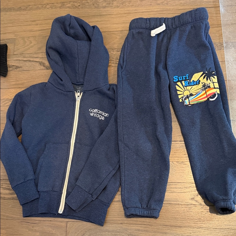 Kids Navy Sweatpants & Hoodie Set
